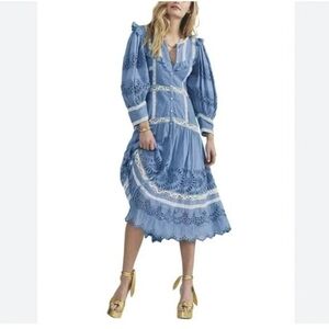 LoveShackFancy Titania Blue Midi Dress XS